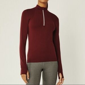 Tory Burch Sport Burgundy Quarter Zip